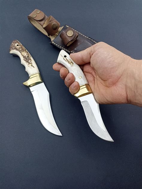 2 Pcs Stag Antler Bowie Knife Hunting Ts For Men Custom T For Man Full Tang Knife Tactical