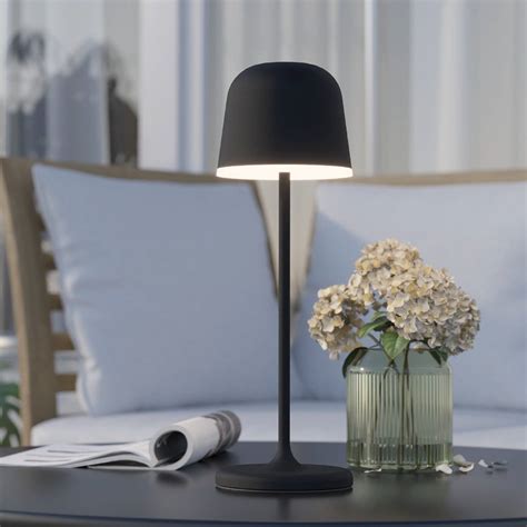 Lampe De Table LED Mannera Batterie Noire Luminaire Fr