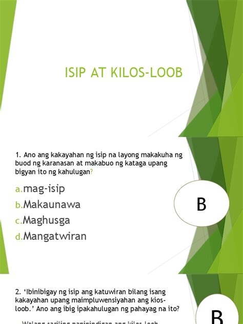 isip  kilos loob week