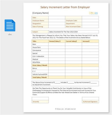 Salary Increment Letter 14 Best Printable Samples And Formats