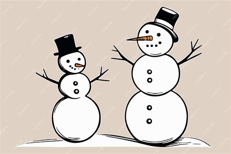 Premium Vector | Happy snowman winter drawing sketched style. vector ...