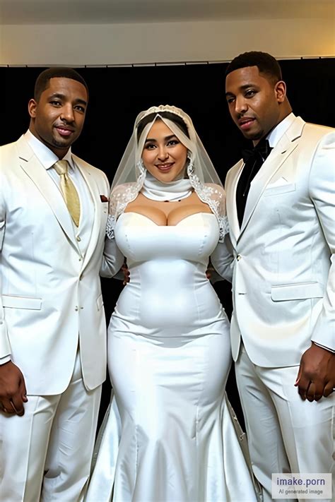 Imake Porn Happy White Busty Curvy Wearing White Hijab And Bride Dress