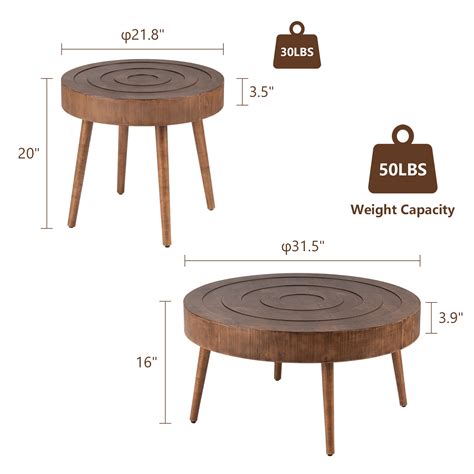 COSIEST COSIEST 2 Piece Round Coffee Table Set Modern Nesting Table