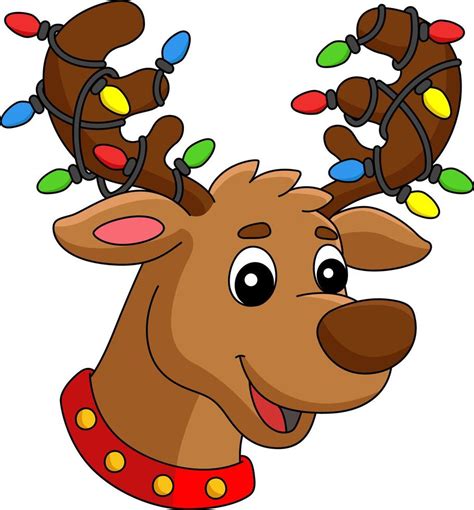 Clipart Colorido De Desenho De Cabe A De Rena De Natal Vetor