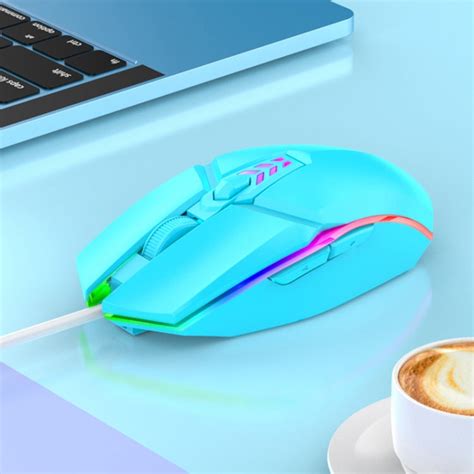 colorful light usb wired office gaming mouse blue
