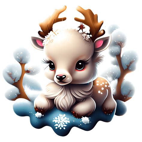 Fluffy Baby Snow White Deer Graphic · Creative Fabrica