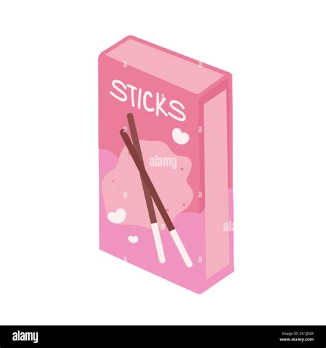 Hand Drawn Cute Isolated Clipart Illustration Of Pink Box Of Snack