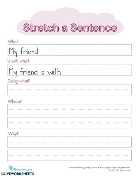 Stretching Sentences Worksheet Live Worksheets Worksheets Library