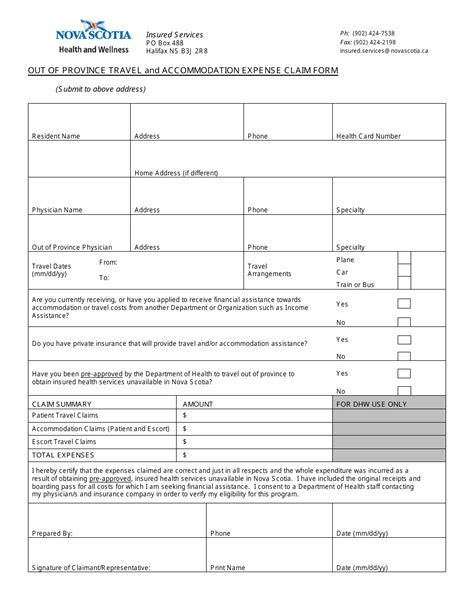 Nova Scotia Canada Out Of Province Travel And Accommodation Expense