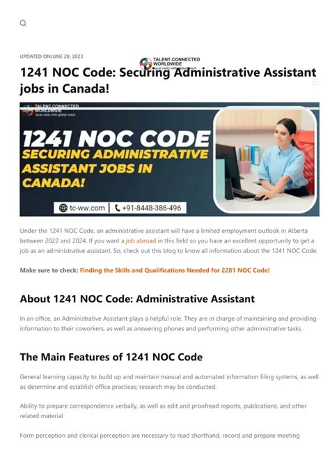 Ppt Noc Code Securing Administrative Assistant Jobs In Canada