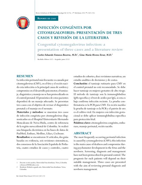 PDF Infección congénita por citomegalovirus presentación de tres