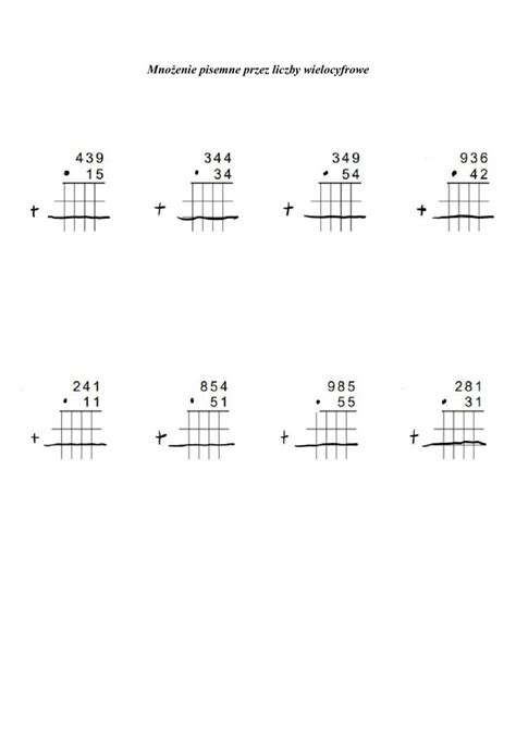 Mnożenie przez liczby wielocyfrowe worksheet in 2023 Workbook