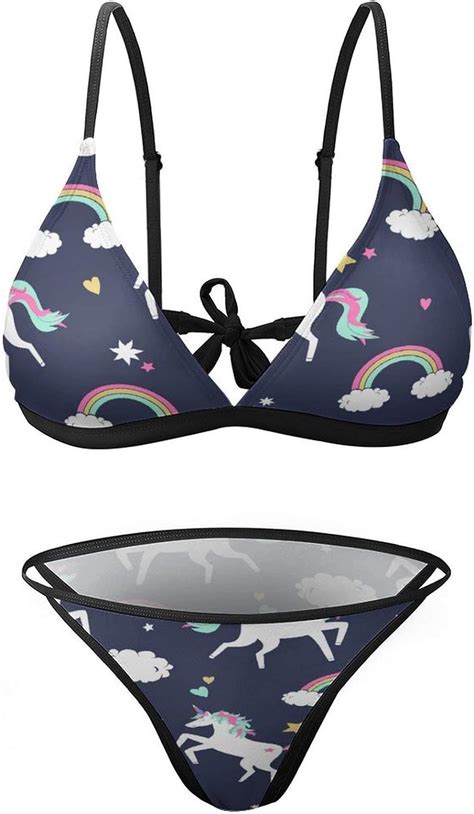 Cute Unicorns Rainbows Sexy Swimwear 2 Piece Bathing Suit Beach Bikini