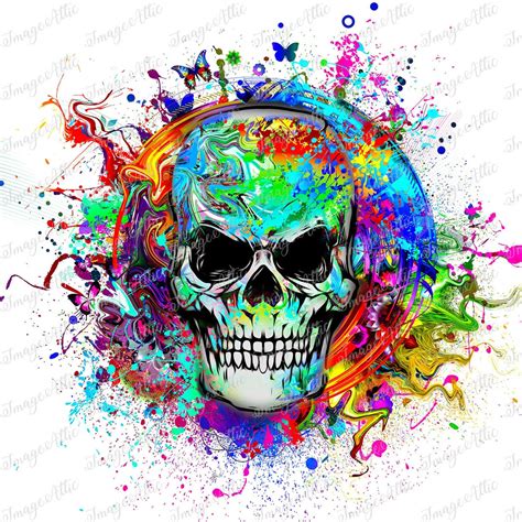 Halloween Colorful Skull Waterslide Decal Clear Ready To Use Yetti