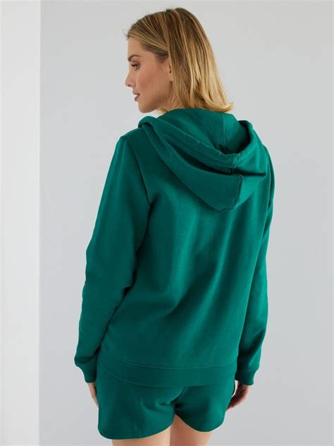 Sudadera Con Cremallera Y Capucha Verde Kiabi