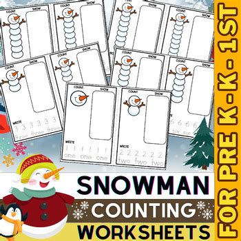 Snowman Counting Worksheets | Winter Math Activities For Pre K and ...