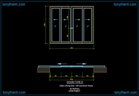 Aluminium sliding door detail dwg, dwg block of Alu. frame door - a ...