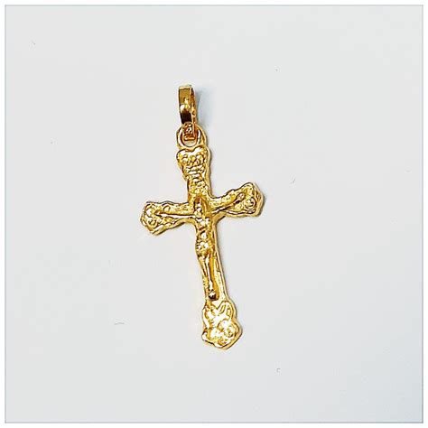 24k Solid Gold Crucifix Cross Pendant Pure Gold Pc4 By Etsy