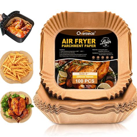 Air Fryer Disposable Paper Liners 100pcs 8 Inch Square Disposable