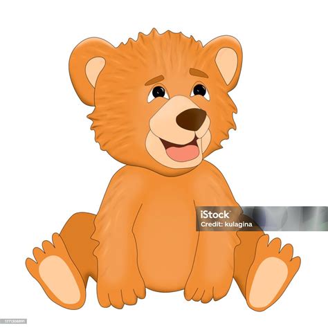 Cartoon Brown Bear Isolated On White Background Stock Illustration