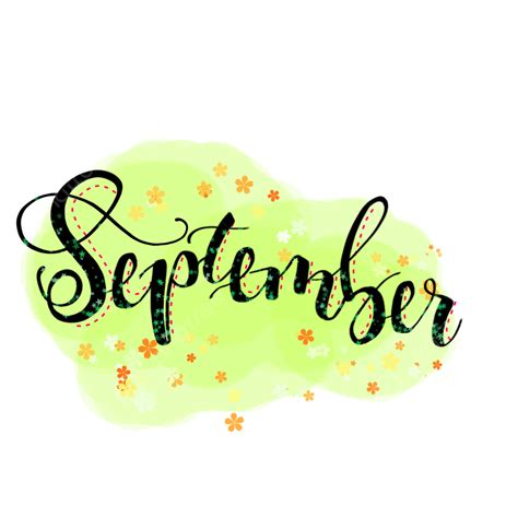 September Lettering Text Black Font September Lettering September