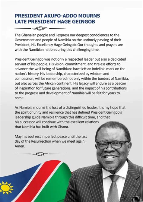 Akufo Addo Mourns Namibia President Hage Geingob MyJoyOnline