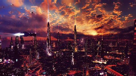 Futuristic city 4K wallpaper download