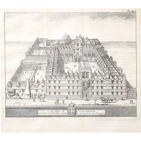 University College Oxford Engraving By Pieter Van Der Aa After David