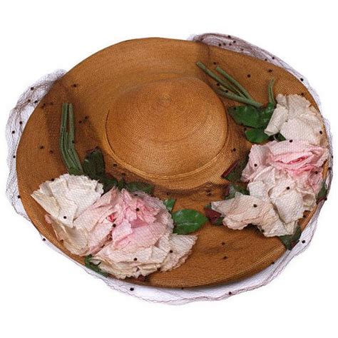 Pre-owned Antique Straw Hat with Silk Roses ($585) liked on Polyvore ...