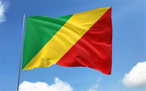 Congo Brazzaville Flag On Flagpole 4K Image