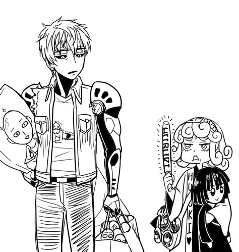 Tatsumaki Fubuki Saitama And Genos One Punch Man Drawn By Mytyl