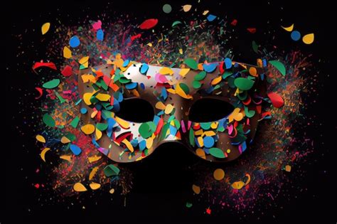 Premium Photo Colorful Carnival Mask On Black Background