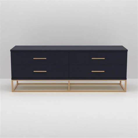 Brass Navy Blue Sidewalk Cabinet By James Ooi Blender Model