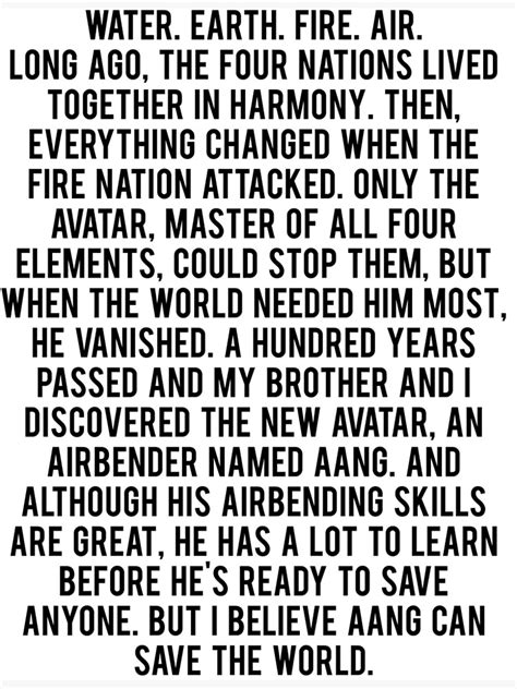 "Avatar The last Airbender - Full Intro" Poster for Sale by Pun-and-run | Redbubble