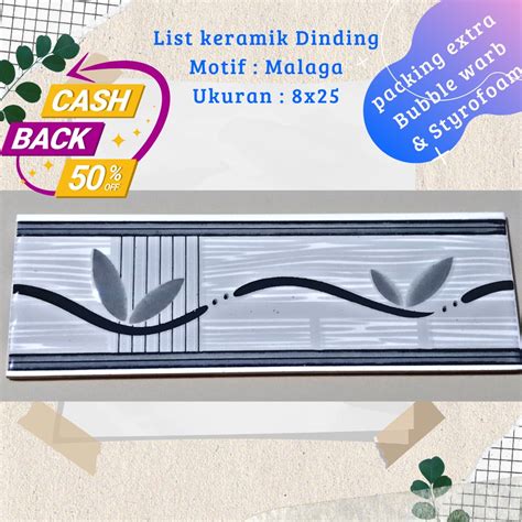 Jual List Keramik Dinding Minimalis Ukuran 8x25 Motif Malaga Grey