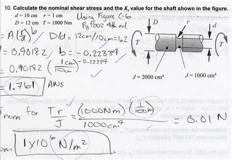 Solved 10 Calculate The Nominal Shear Stress And The K