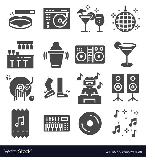 Disco club or night icons Royalty Free Vector Image