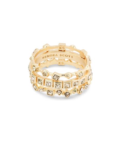 Karis Gold Stackable Ring Set In Smoky Mix 7 Kendra Scott