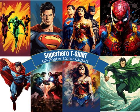 Superhero T-Shirt Poster Color Clipart – Tshirt, Tshirt Design PNG Art ...