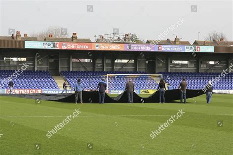 Removing Cover Afc Wimbledon Pitch During Editorial Stock Photo Stock