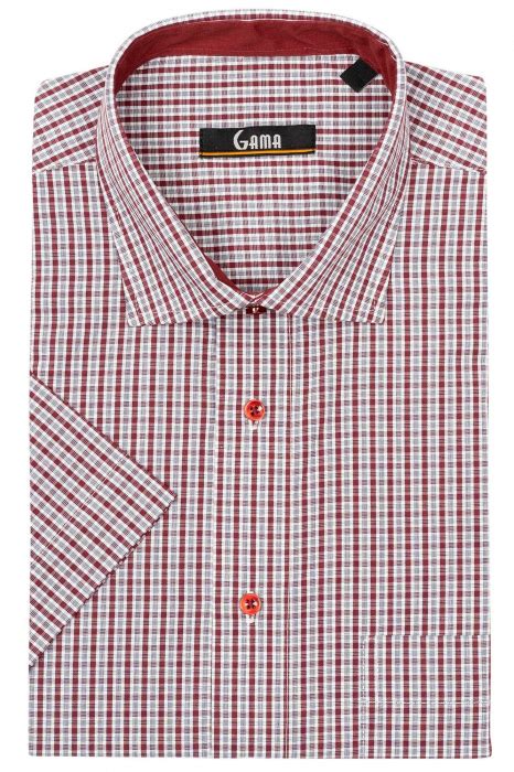 Camasa Maneca Scurta Casual Cu Carouri Visinii Slim