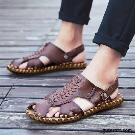 Sandalen Herren Echtleder Sommer Pantolette Casual Europa Neue