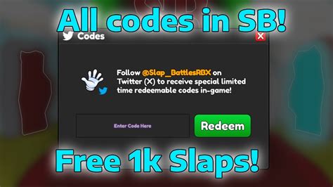 All Codes In Slap Battles Slap Battles YouTube