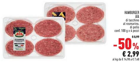 AIA Hamburger Di Tacchino Al Rosmarino Di Pollo Conf 100 G X 4 Pezzi