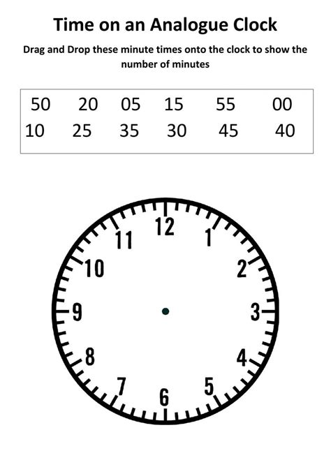 Minutes On An Analogue Clock Worksheet Live Worksheets