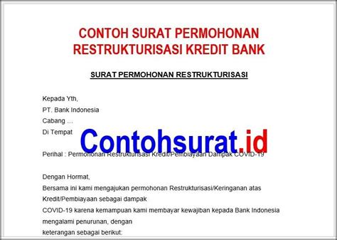 Contoh Surat Permohonan Kredit Ke Bank Bni Atas Nama Perusahaan Surat