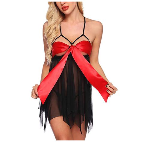 Ehqjnj Lingerie Plus Size Women Christmas Festival Red Hollow Lingerie