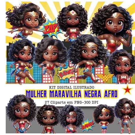 Kit Digital Mulher Maravilha Negra Afro Elo7 Produtos Especiais