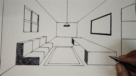 Simple One Point Perspective Room Perspective Drawing Youtube