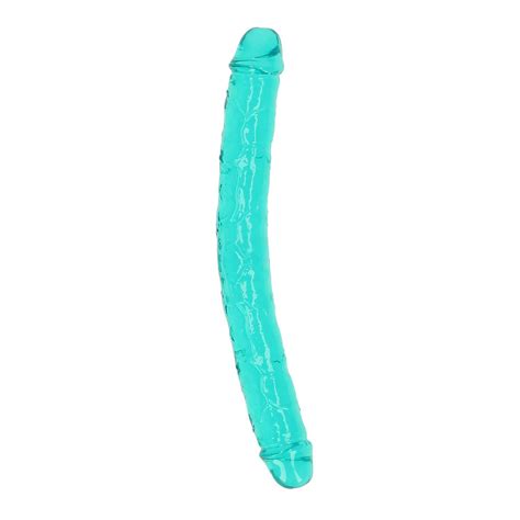 Realrock Crystal Clear Double Dong 13 In Dual Ended Dildo Turquoise